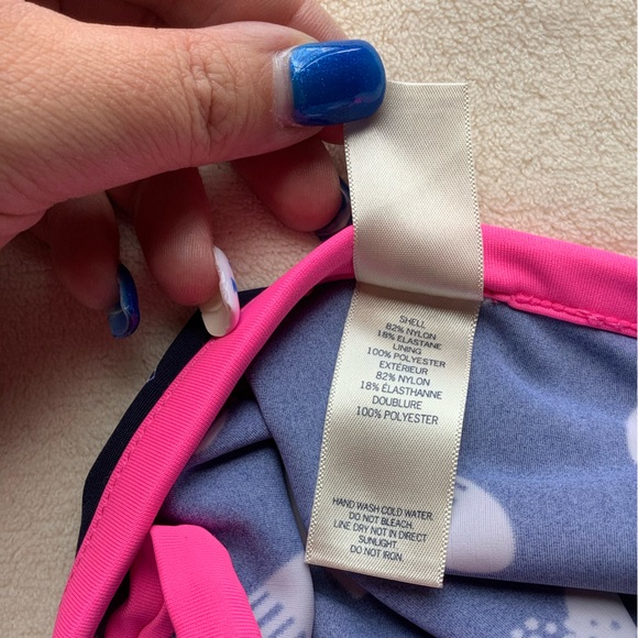 Oshkosh Girls Dark Blue with White Hearts and Pink Trim Swim Top 2T - Picture 4 of 4